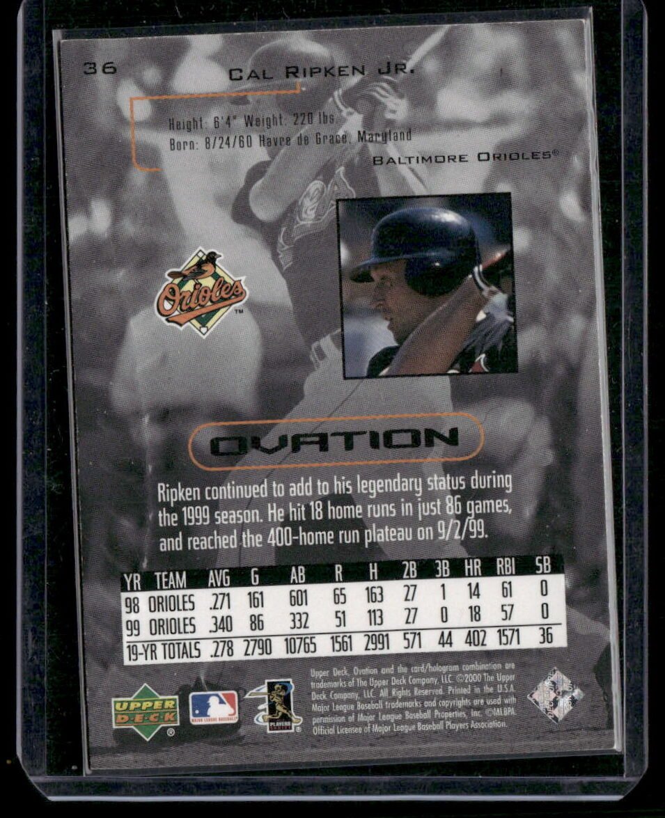 2000 Upper Deck Ovation #36 Cal Ripken Jr. - Image 2