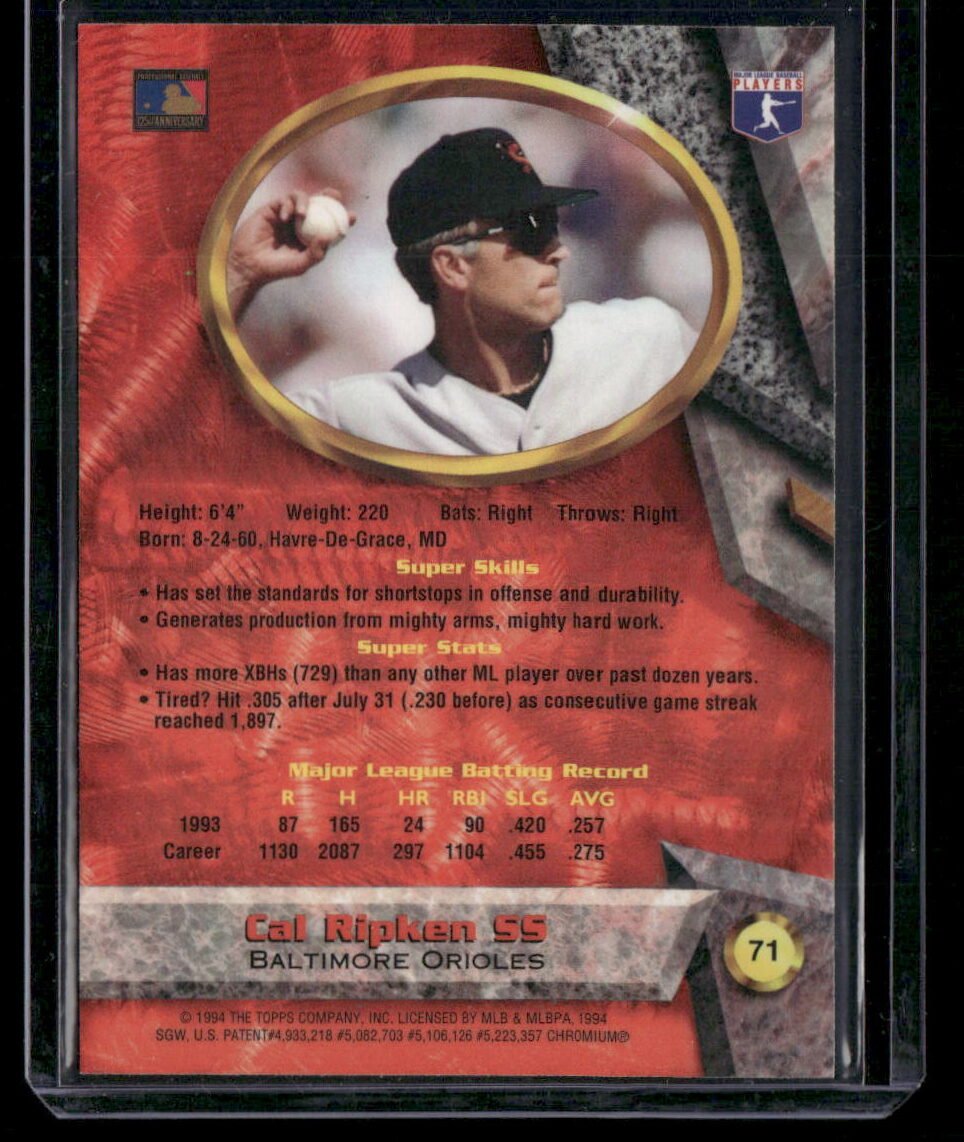 1994 Bowman's Best #71 Cal Ripken Jr. - Image 2
