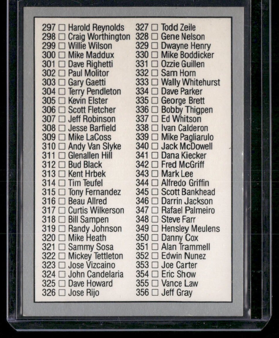 1991 Leaf Checklist #364 Barry Bonds - Image 2