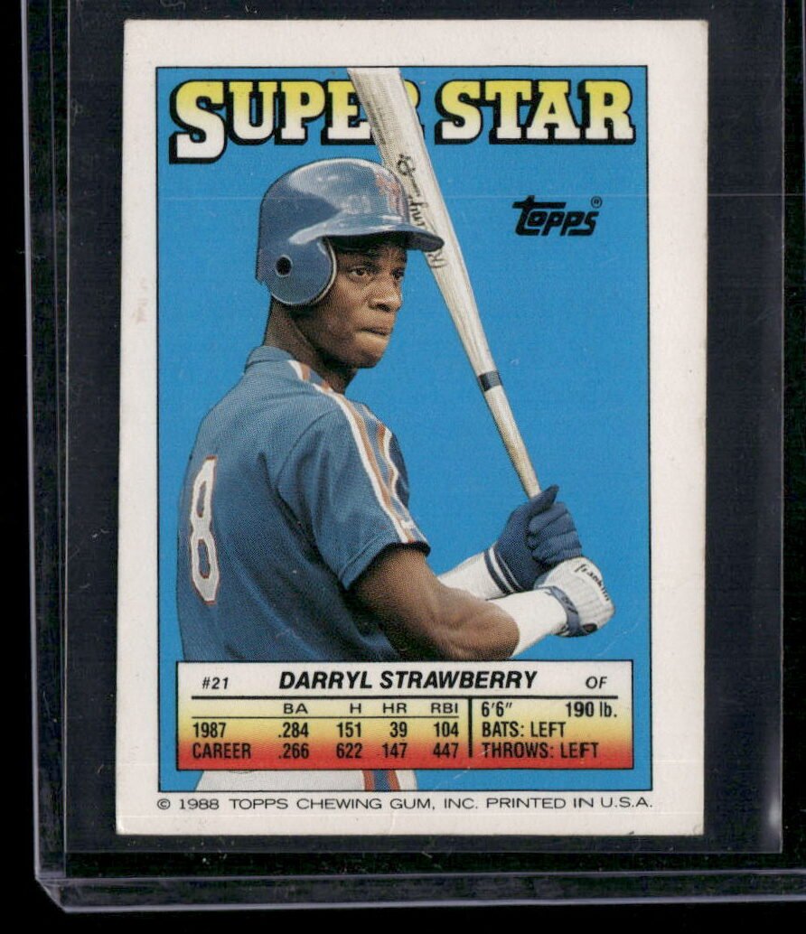 1988 Topps Stickercards #21 Cal Ripken Jr. & Darryl Strawberry - Image 2